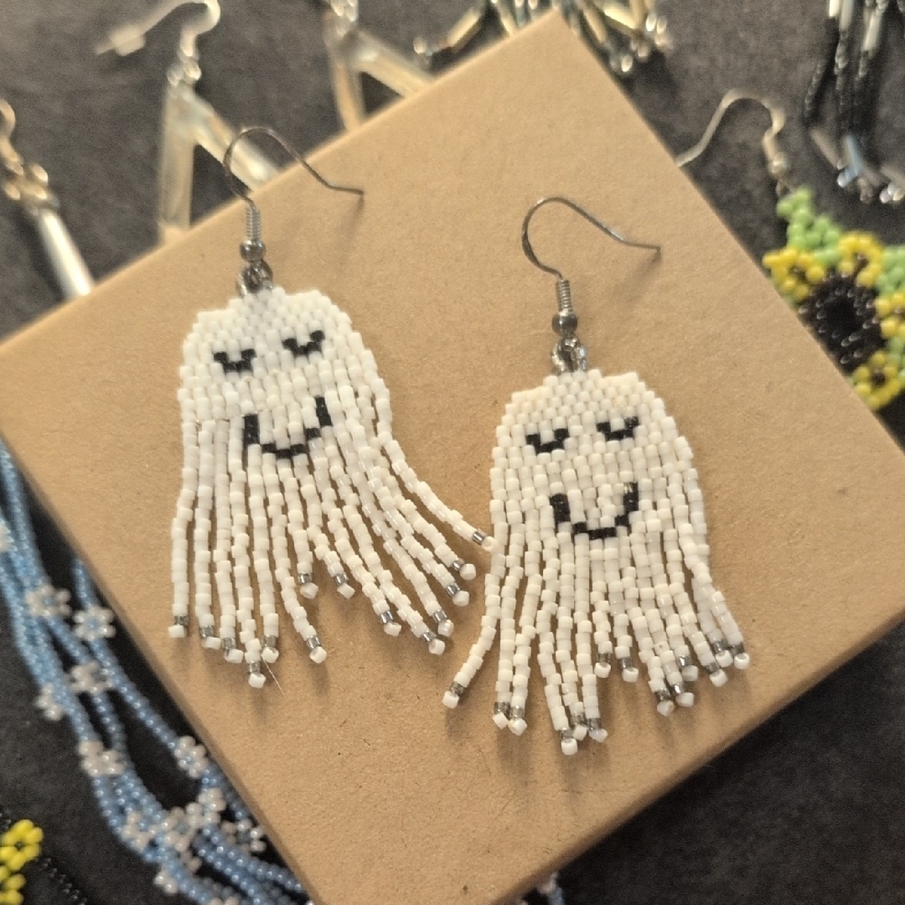 Beaded Ghost Earrings